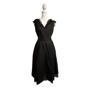 Elinor Gay Original Rare 1950's Organza Cocktail Formal Black Dress Size M
